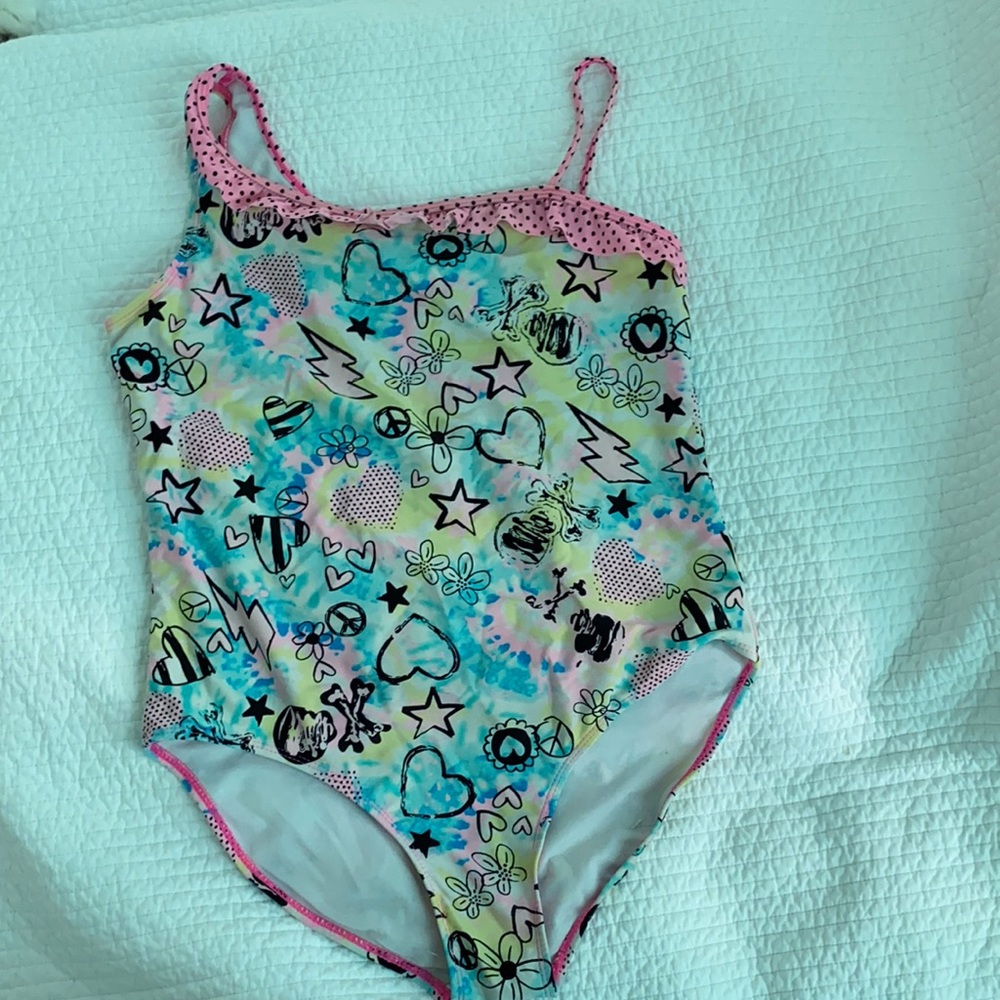 Girls tie-dyed graphic swim suit